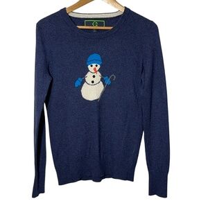C Wonder Lambswool Cotton Cashmere Snowman Sweater Womens Size L